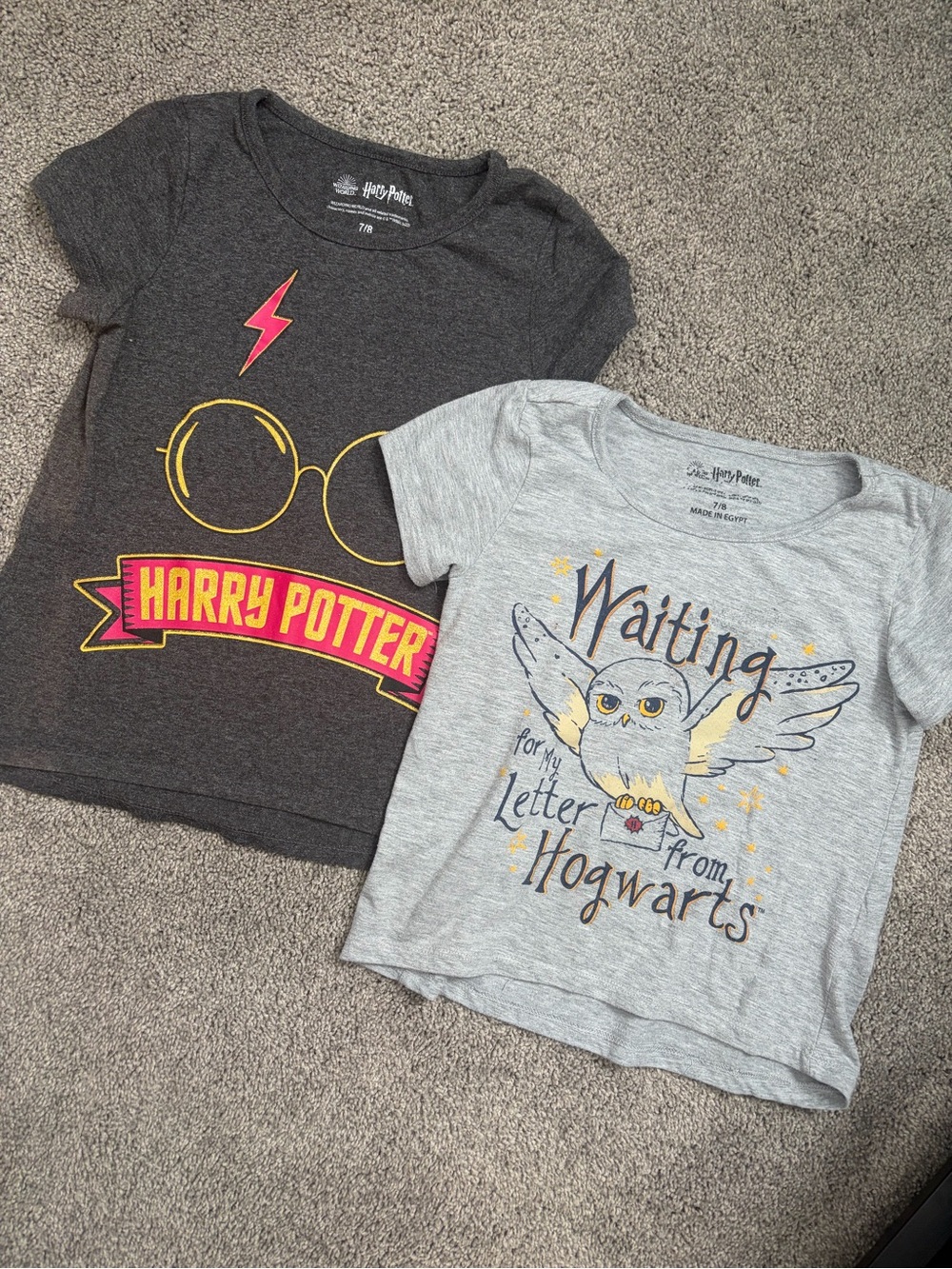 HARRY POTTER - Warner Bros. Kids' Graphic Tees Hedwig and Glasses with Scar